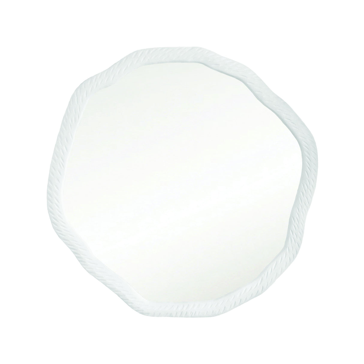 Worlds Away Round Metal Mirror With Organic Textured Matte White Frame