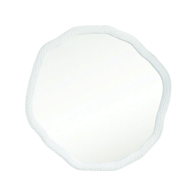 Worlds Away Round Metal Mirror With Organic Textured Matte White Frame