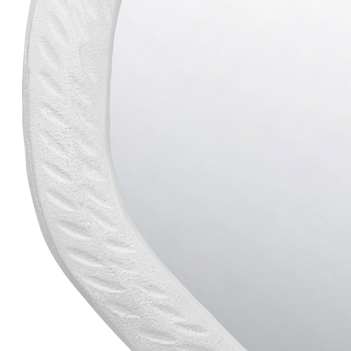 Worlds Away Round Metal Mirror With Organic Textured Matte White Frame