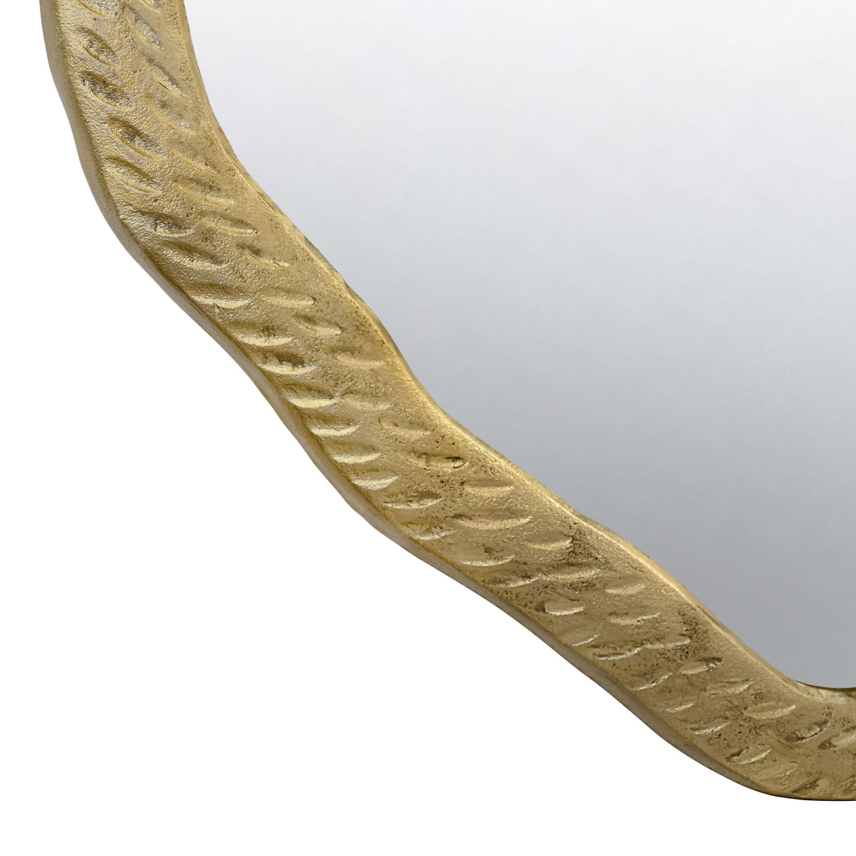 Worlds Away Round Metal Mirror With Organic Textured Antique Brass Frame