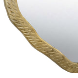 Worlds Away Round Metal Mirror With Organic Textured Antique Brass Frame