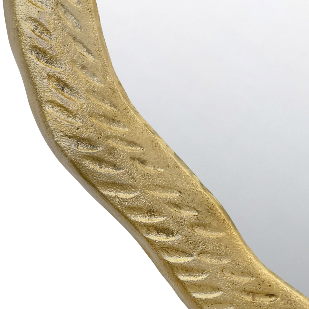 Worlds Away Round Metal Mirror With Organic Textured Antique Brass Frame