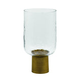 Worlds Away Large Clear Glass Candle Votive With Ribbed Brass Base