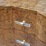 Worlds Away Three Drawer Side Table In Dark Burl Wood With Acrylic Hardware