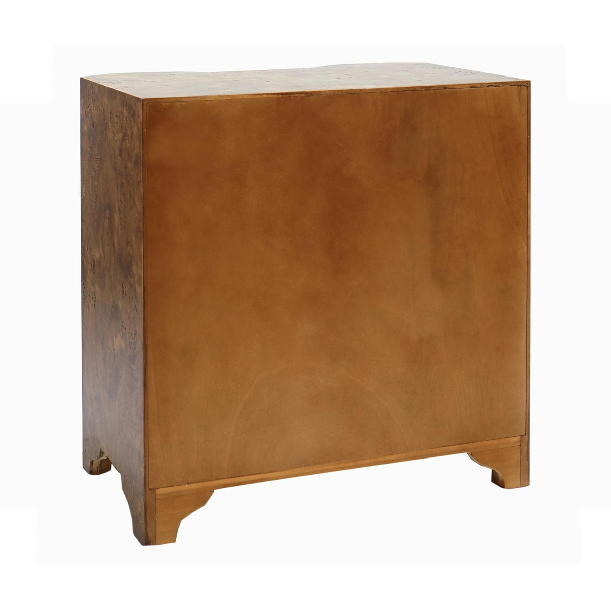 Worlds Away Three Drawer Side Table In Dark Burl Wood With Acrylic Hardware
