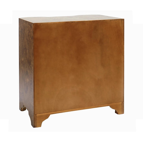 Worlds Away Three Drawer Side Table In Dark Burl Wood With Acrylic Hardware