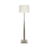Worlds Away Fluted Wood Floor Lamp In Silver Leaf With Cream Silk Shade