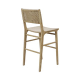 Worlds Away Woven Back Bar Stool With Rush Seat In Cerused Oak