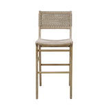 Worlds Away Woven Back Bar Stool With Rush Seat In Cerused Oak