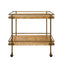 Worlds Away Antique Brass Bar Cart With Shelves In Burl Wood