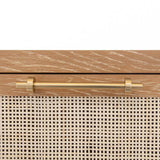 Worlds Away Six Drawer Cane Front Chest With Brass Hardware In Cerused Oak Finish