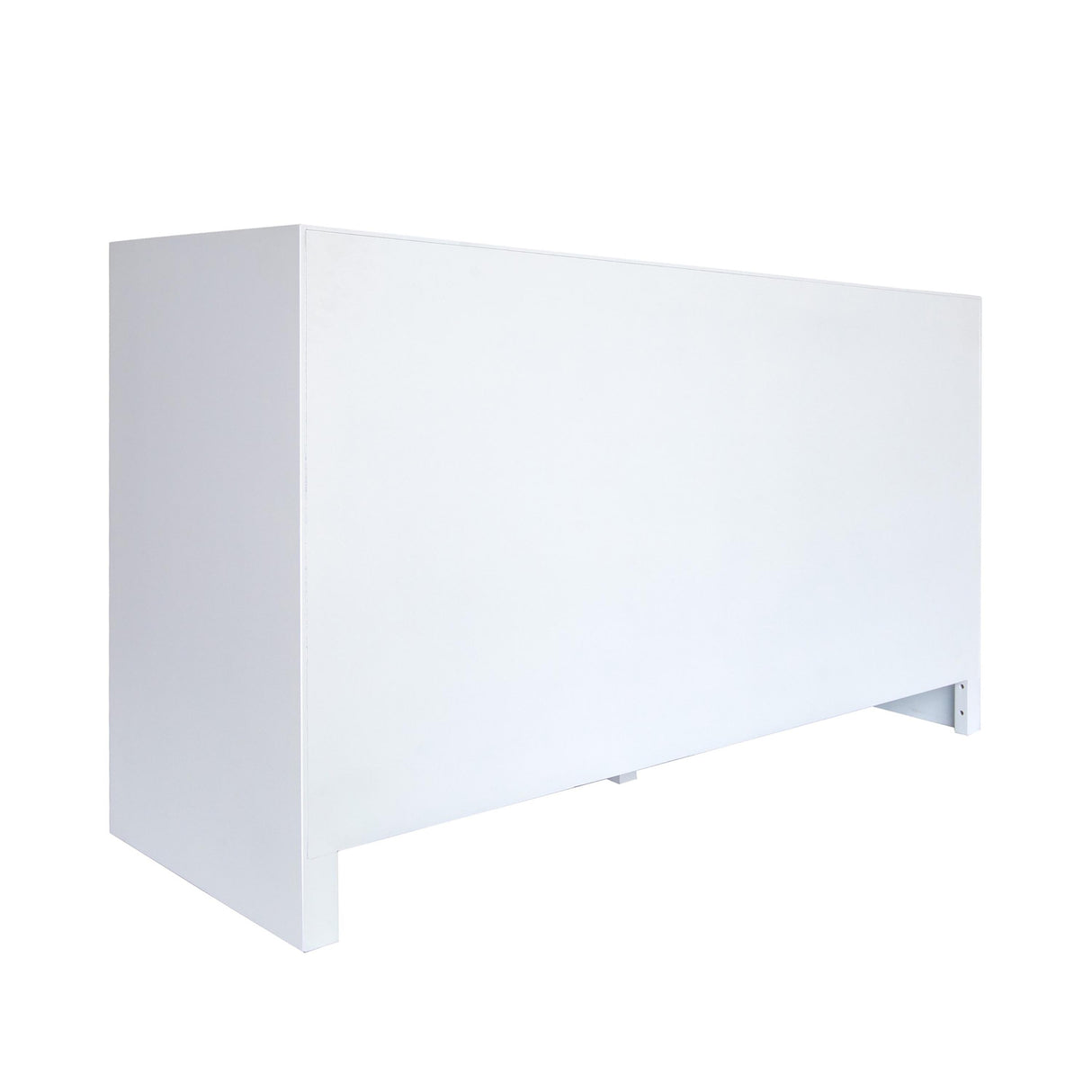 Worlds Away Six Drawer Cane Front Chest With Brass Hardware In Matte White Lacquer Finish