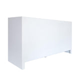 Worlds Away Six Drawer Cane Front Chest With Brass Hardware In Matte White Lacquer Finish