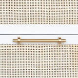 Worlds Away Six Drawer Cane Front Chest With Brass Hardware In Matte White Lacquer Finish
