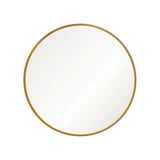Worlds Away Round Brass Side Table Featuring Base With Array Of Antique Brass Discs, White Marble Base, And Inset Mirror