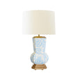 Worlds Away Handpainted Gourd Shape Tole Table Lamp In Blue Bloom Pattern