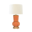 Worlds Away Handpainted Gourd Shape Tole Table Lamp In Orange With Gold Detail