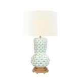 Worlds Away Handpainted Gourd Shape Tole Table Lamp In Green Scale Pattern