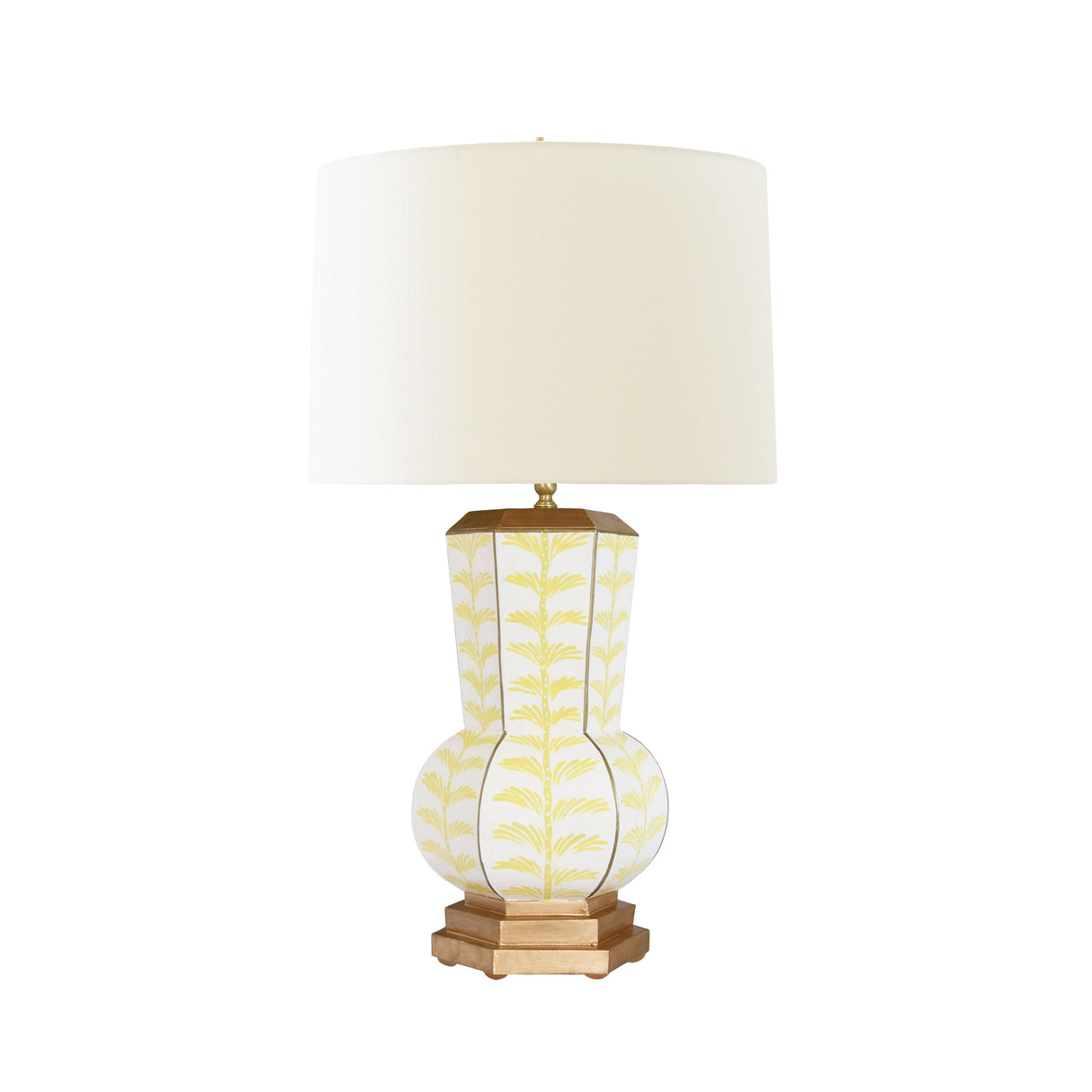 Worlds Away Handpainted Gourd Shape Tole Table Lamp In Yellow Trail Pattern
