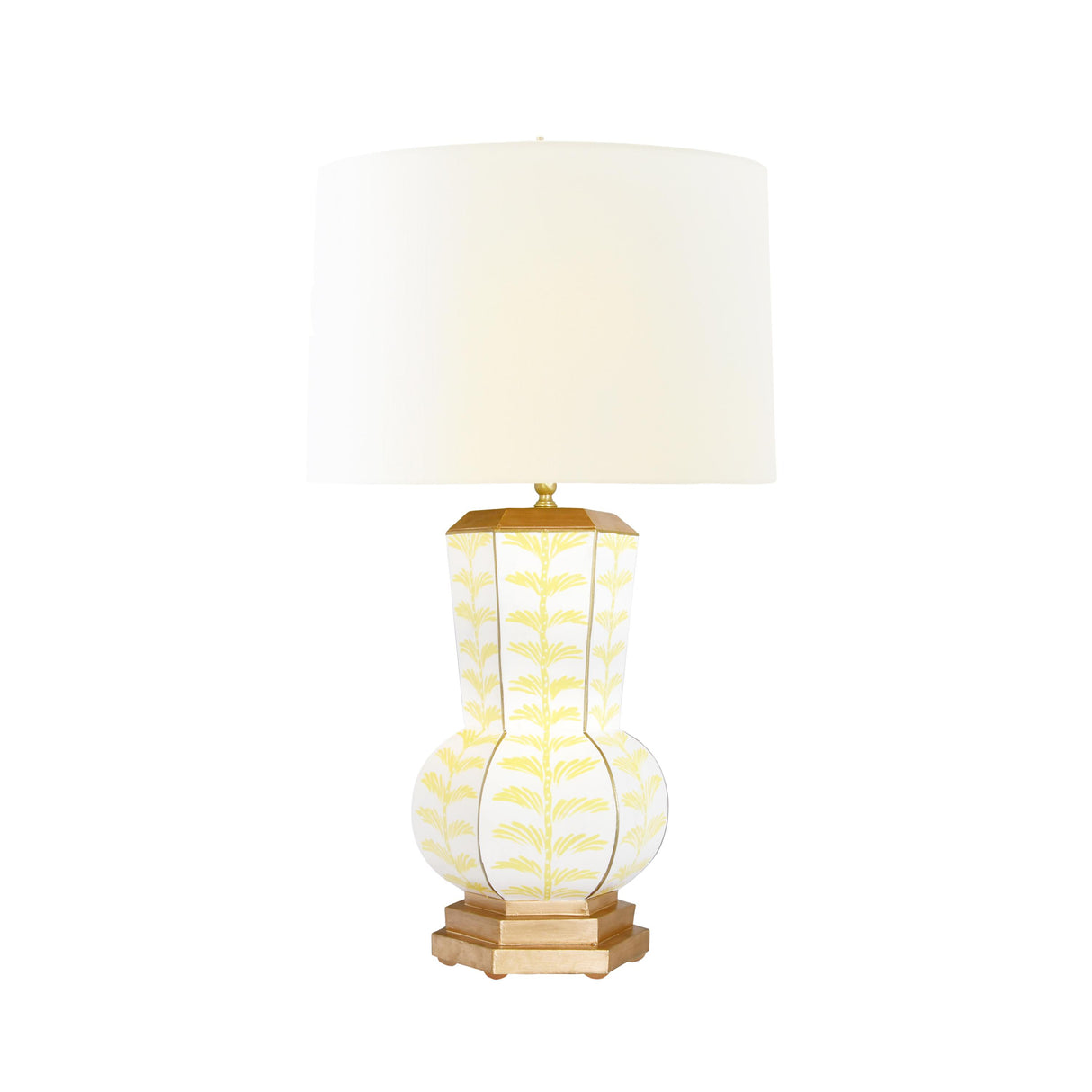 Worlds Away Handpainted Gourd Shape Tole Table Lamp In Yellow Trail Pattern
