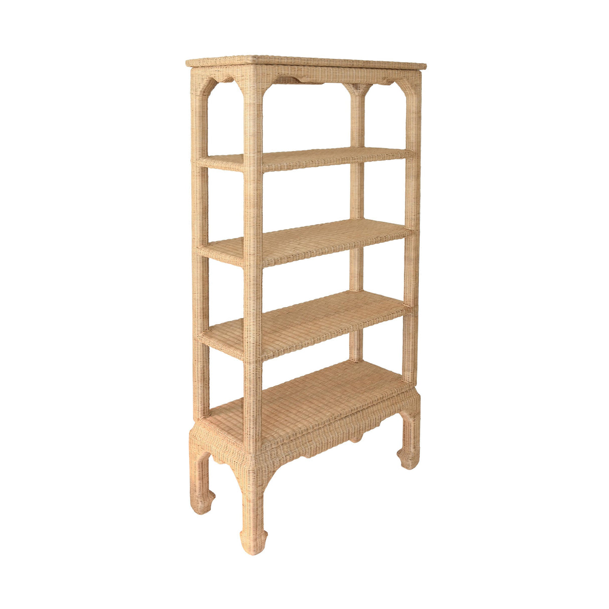 Worlds Away Ming Style Etagere In Woven Rattan
