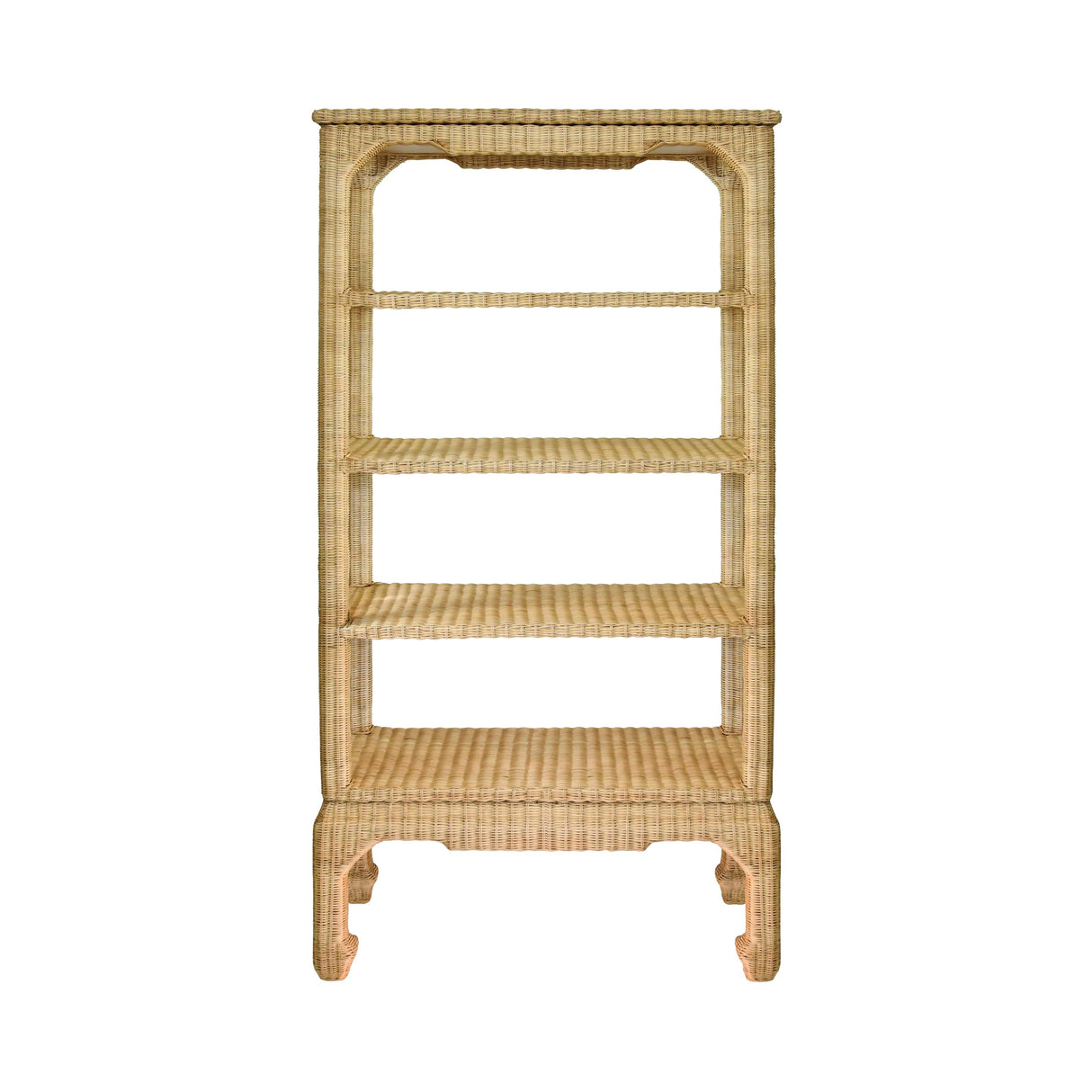 Worlds Away Ming Style Etagere In Woven Rattan