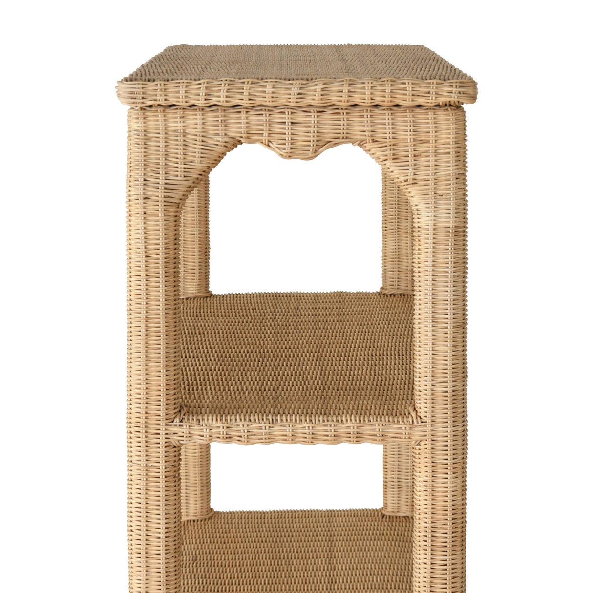 Worlds Away Ming Style Etagere In Woven Rattan