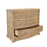 Worlds Away Four Drawer Chest In Woven Rattan With Satin Brass Pulls