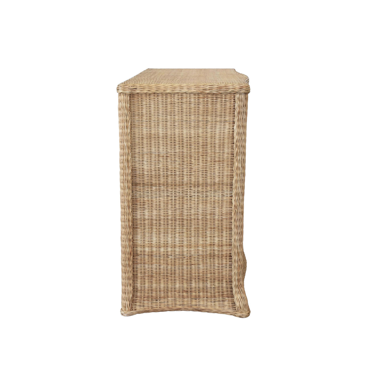 Worlds Away Four Drawer Chest In Woven Rattan With Satin Brass Pulls