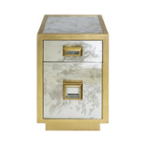 Worlds Away One Drawer Side Table With Antique Mirror Side In Gold Leaf