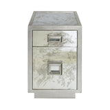 Worlds Away One Drawer Side Table With Antique Mirror Side In Silver Leaf