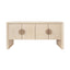Worlds Away Four Door Buffet In Natural Grasscloth With Cerused Oak Handles