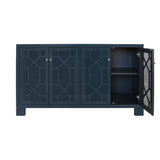 Worlds Away Four Door Buffet With Trellis Over Painted Cane Doors In Matte Navy Lacquer
