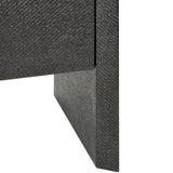 Worlds Away Four Door Buffet In Black Painted Grasscloth With Black Oak Handles