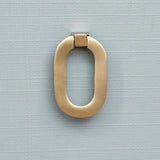Worlds Away Curved Front Chest With Three Drawers In White Light Blue Textured Linen With Satin Brass Ring Hardware