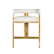 Worlds Away Modern Wooden Accent Counter Stool In Burlwood With White Linen