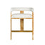 Worlds Away Modern Wooden Accent Counter Stool In Burlwood With White Linen