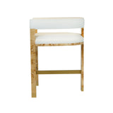 Worlds Away Modern Wooden Accent Counter Stool In Burlwood With White Linen