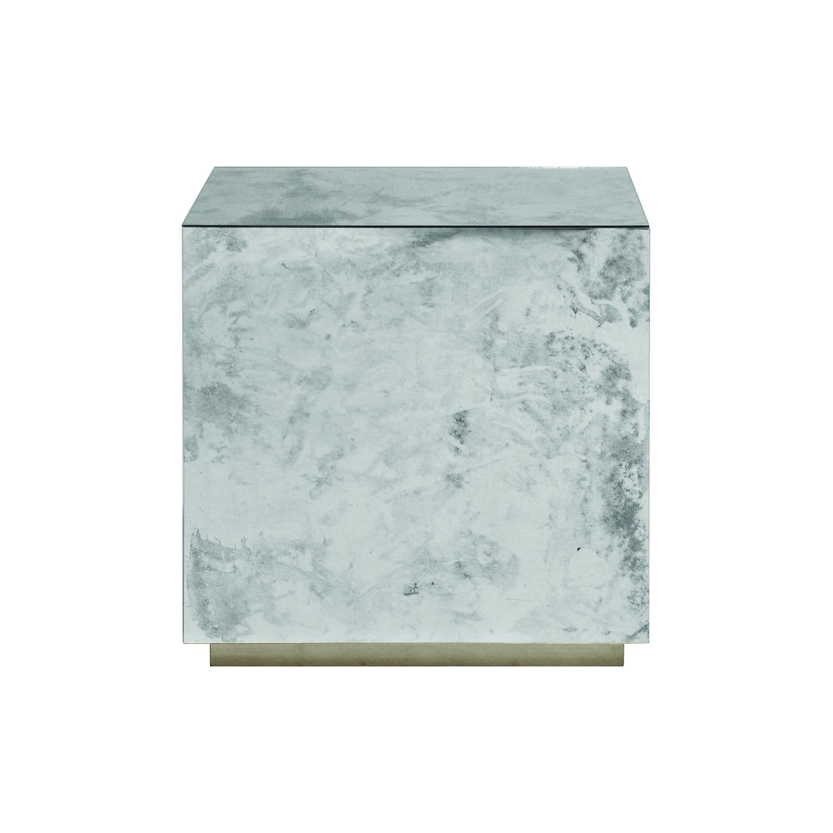 Worlds Away Reverse Antique Mirror Cocktail Cube W. Gold Leaf Base