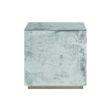 Worlds Away Reverse Antique Mirror Cocktail Cube W. Gold Leaf Base