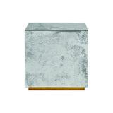 Worlds Away Reverse Antique Mirror Cocktail Cube W. Silver Leaf Base