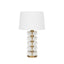 Worlds Away Acrylic And Brushed Brass Stack Lamp With White Linen Shade