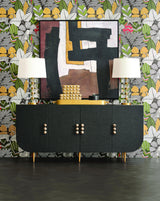 Worlds Away Acrylic And Brushed Brass Stack Lamp With White Linen Shade