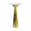 Worlds Away Hammered Brass Side Table With Tapered Base And Round White Marble Top
