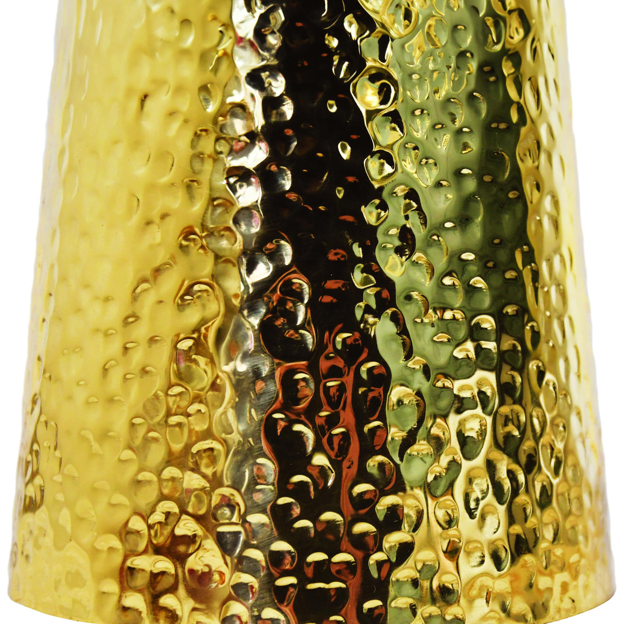 Worlds Away Hammered Brass Side Table With Tapered Base And Round White Marble Top