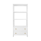 Worlds Away Two Drawer Etagere With Fluted Detail In Matte White Lacquer