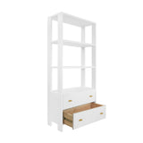 Worlds Away Two Drawer Etagere With Fluted Detail In Matte White Lacquer