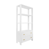 Worlds Away Two Drawer Etagere With Fluted Detail In Matte White Lacquer