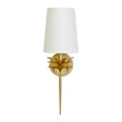 Worlds Away Gld Lf One Arm Sconce W 3 Lr Lf Motif & Wh Linen Shd