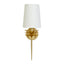 Worlds Away Gld Lf One Arm Sconce W 3 Lr Lf Motif & Wh Linen Shd